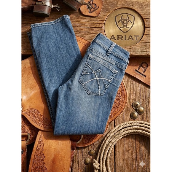 Ariat Denim - Ariat REAL Denim Mid Rise Bootcut Jeans Blue Stretch Western cowgirl 31R